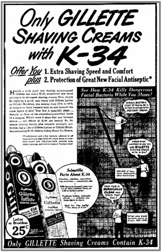1948 Gillette Shaving Cream with K-34
