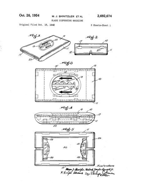 The 1948 Safe, Fast and Easy Double Edge Blade Dispenser with used blade compartment