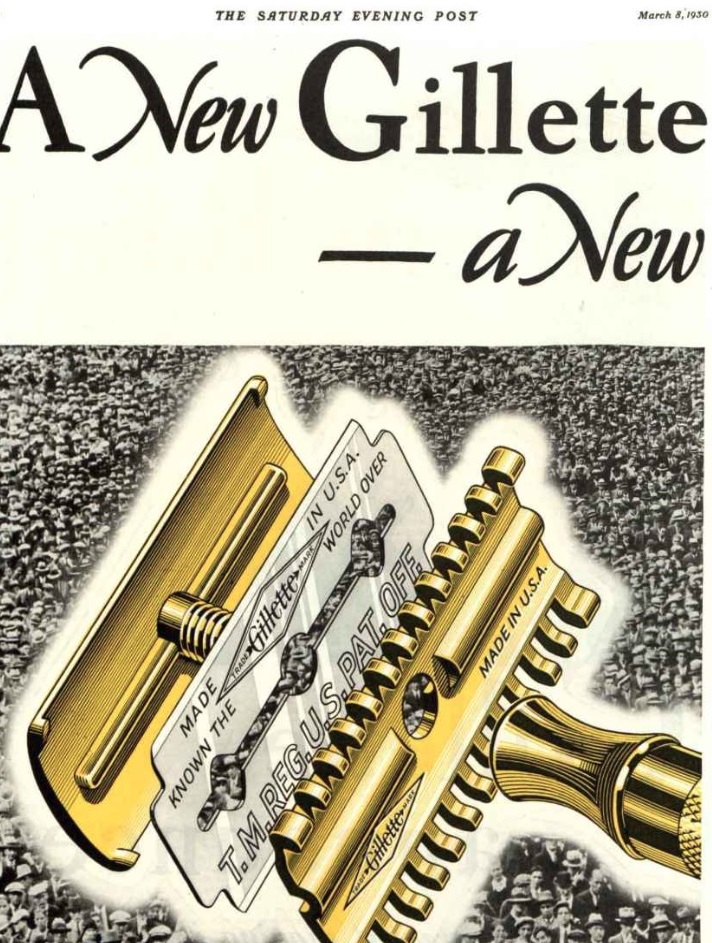 Gillette "New" Reveal Ad - March 8, 1930